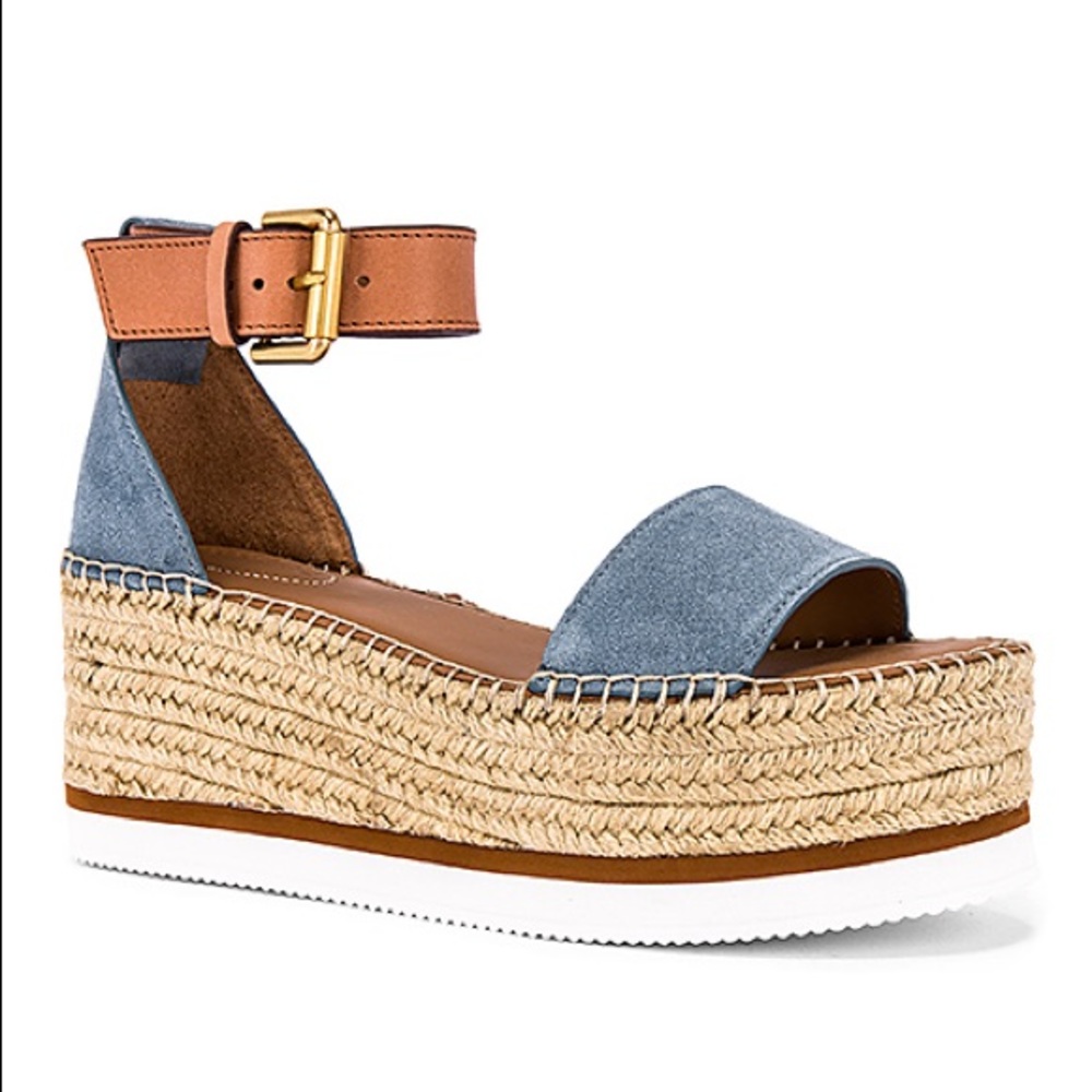 SEE BY CHLOE Glyn Platform Sandal in Blue (sz 39)